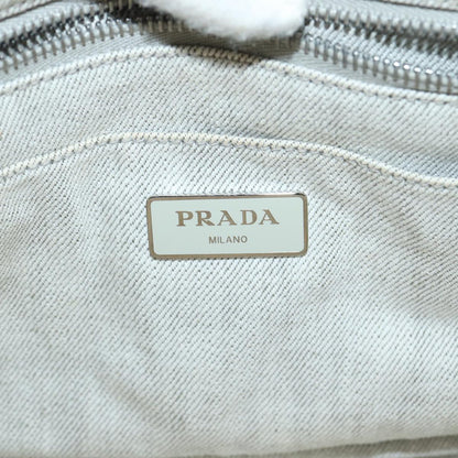 PRADA Bijoux Canapa PM Hand Bag Canvas 2way Gray Auth hk1387