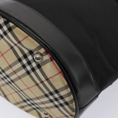 BURBERRYSs Nova Check Blue Label Tote Bag Nylon Beige Black Auth hk1462