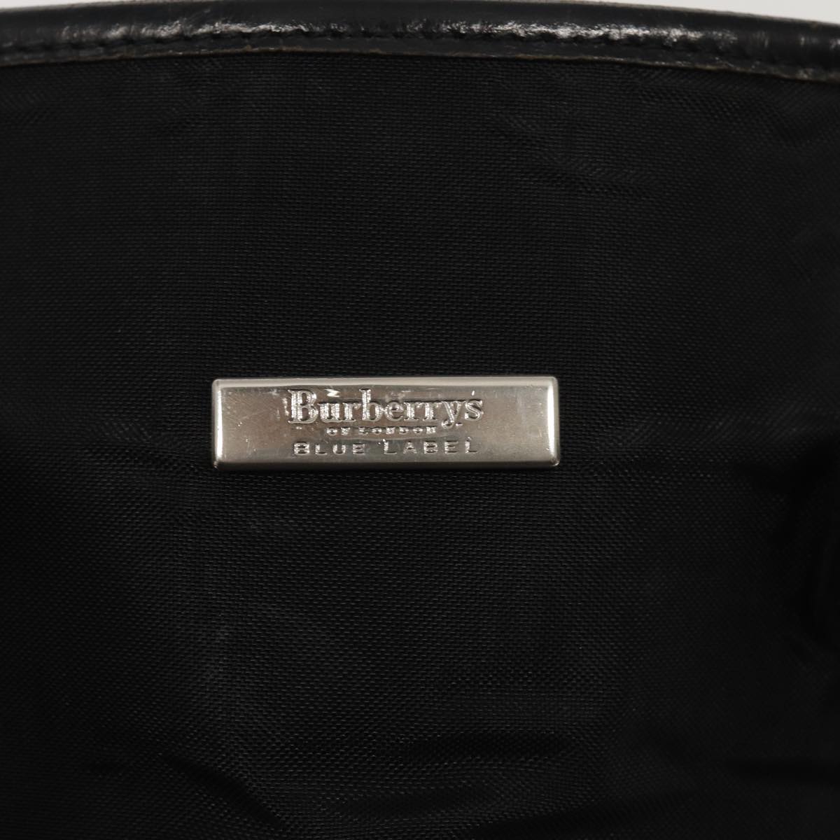 BURBERRYSs Nova Check Blue Label Tote Bag Nylon Beige Black Auth hk1462