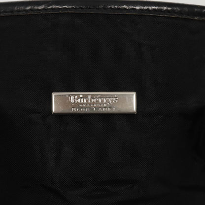 BURBERRYSs Nova Check Blue Label Tote Bag Nylon Beige Black Auth hk1462