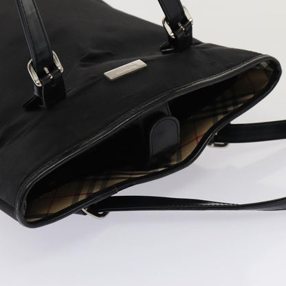 BURBERRYSs Nova Check Blue Label Tote Bag Nylon Beige Black Auth hk1462