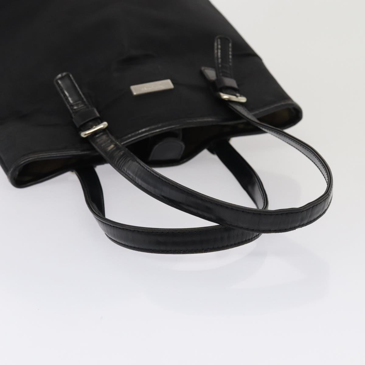 BURBERRYSs Nova Check Blue Label Tote Bag Nylon Beige Black Auth hk1462