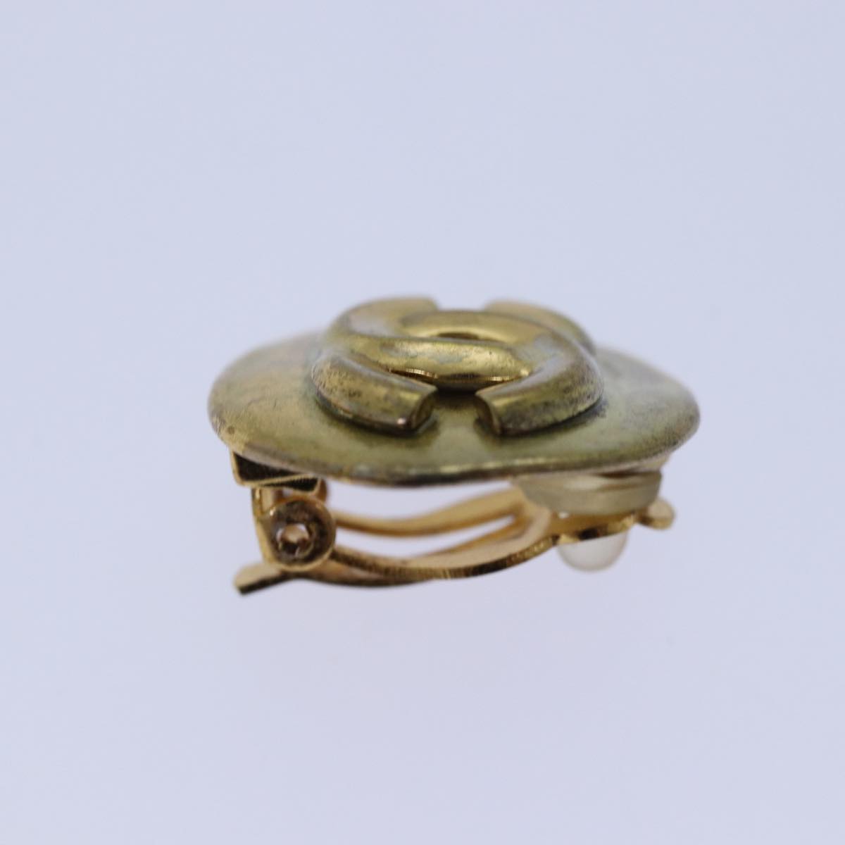 Chanel COCO Mark Earring metal Gold CC Auth hk1464