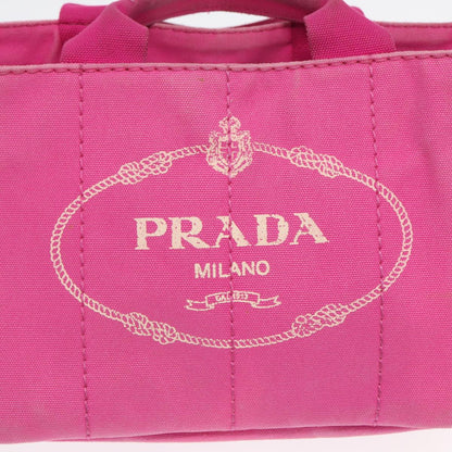 PRADA Canapa PM Hand Bag Canvas Pink Auth hk1495