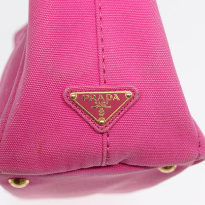 PRADA Canapa PM Hand Bag Canvas Pink Auth hk1495