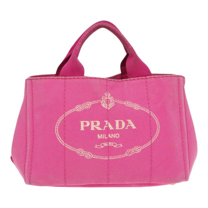 PRADA Canapa PM Hand Bag Canvas Pink Auth hk1495