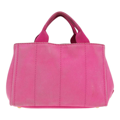 PRADA Canapa PM Hand Bag Canvas Pink Auth hk1495