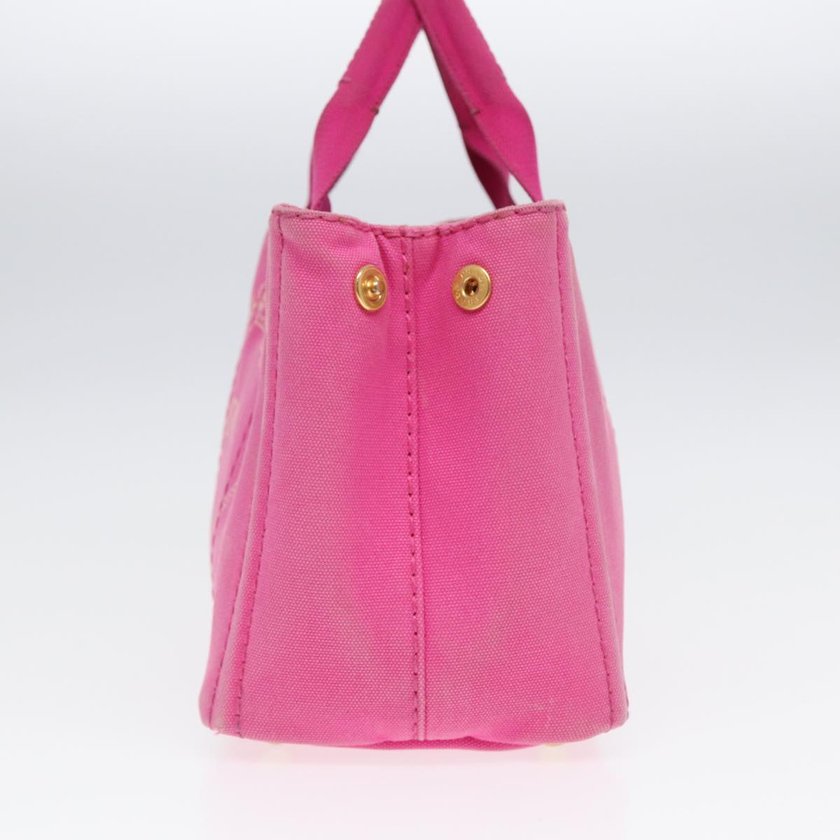 PRADA Canapa PM Hand Bag Canvas Pink Auth hk1495