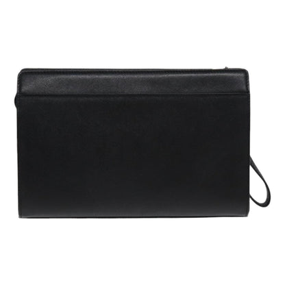 BURBERRY Clutch Bag Leather Black Auth hk1528