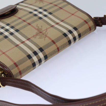 BURBERRYSs Nova Check Shoulder Bag PVC Leather Beige Auth hk1529