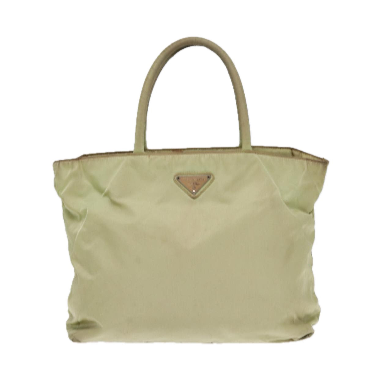 PRADA Tote Bag Nylon Silver Pistachio Green Auth hk1563