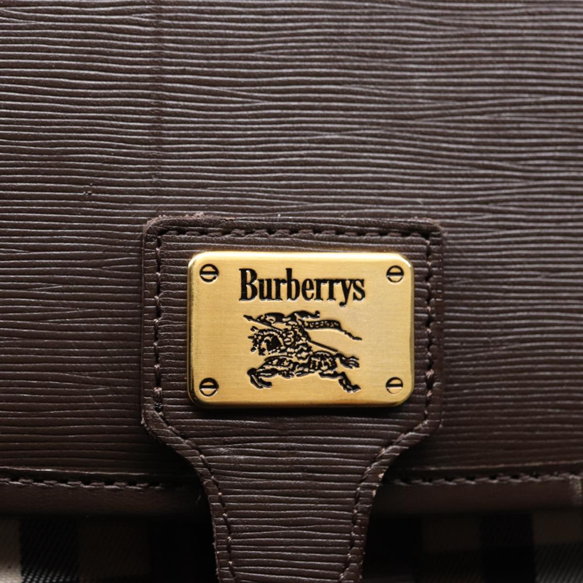 BURBERRYSs Nova Check Clutch Bag Canvas Leather Beige Brown gold Auth hk1568