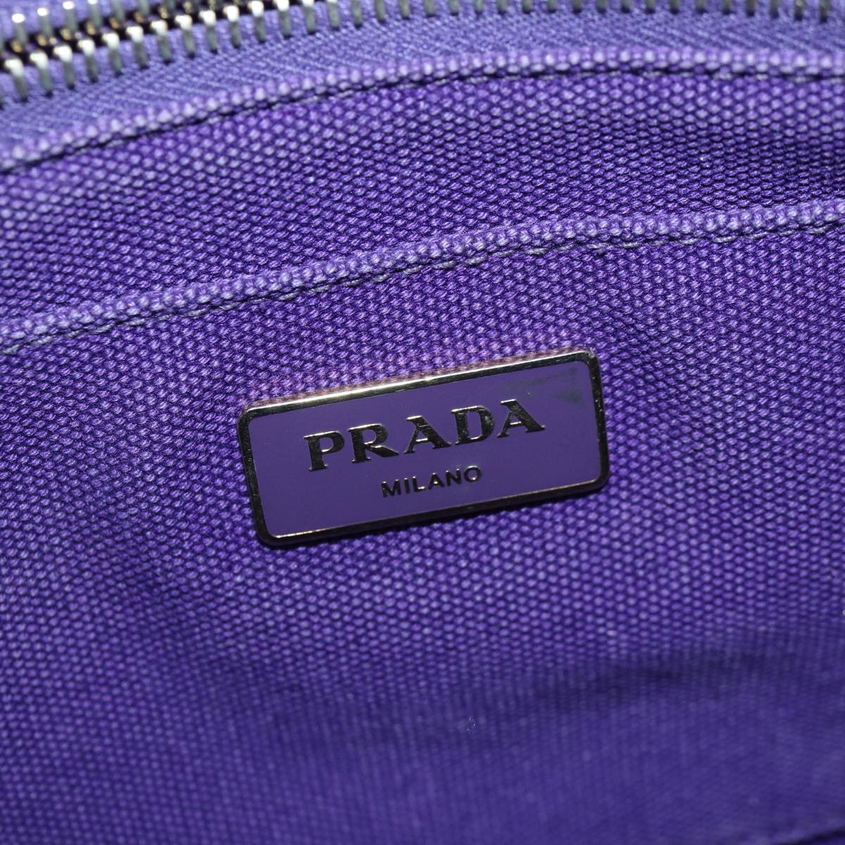 PRADA Hand Bag Canvas Purple Gold Auth hk1628