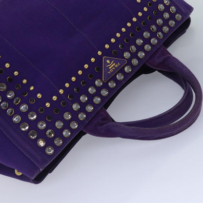 PRADA Hand Bag Canvas Purple Gold Auth hk1628