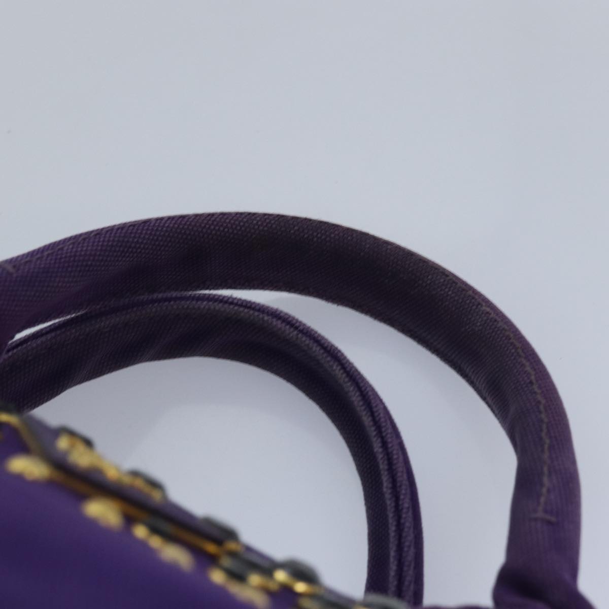 PRADA Hand Bag Canvas Purple Gold Auth hk1628