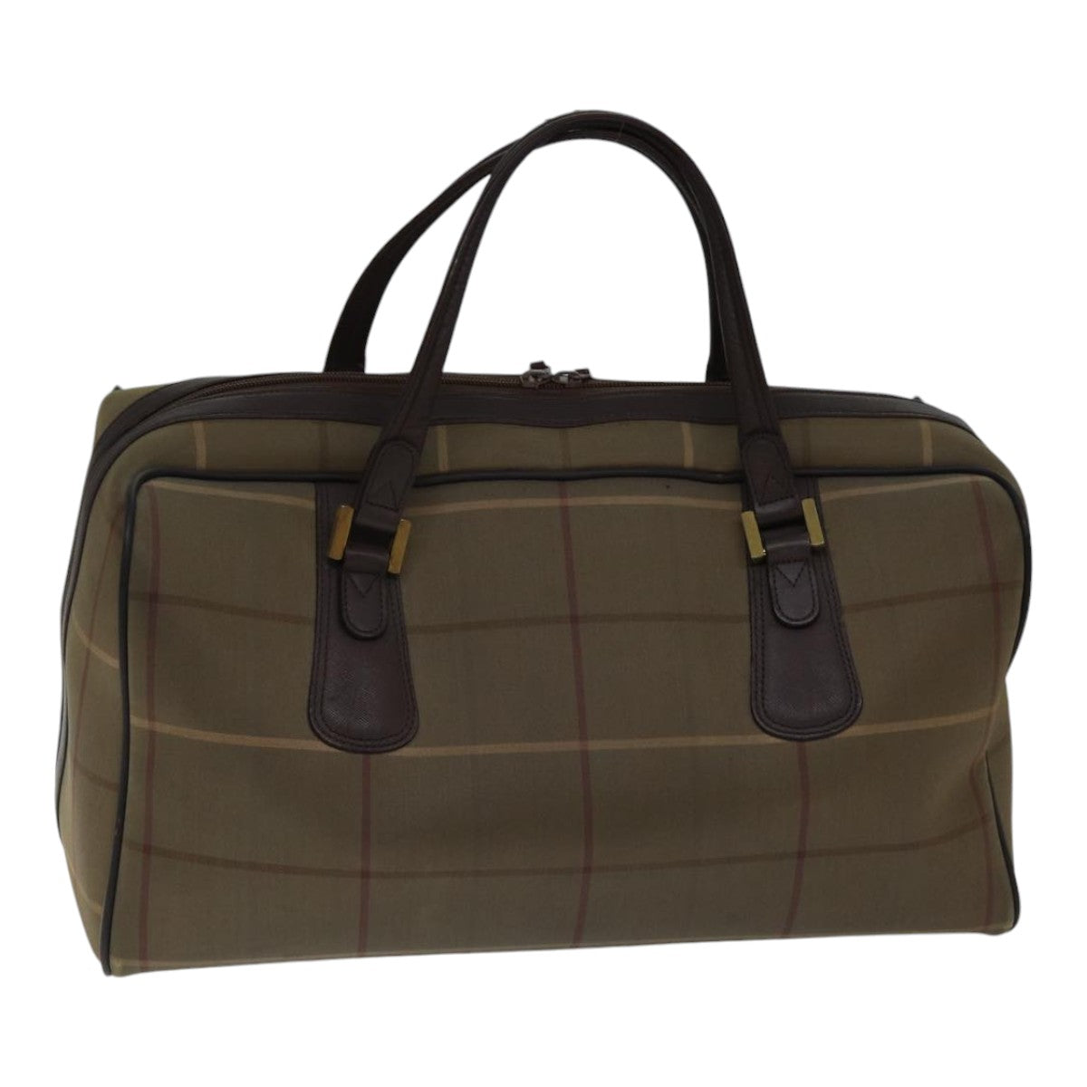 BURBERRYSs Nova Check Boston Bag Canvas Beige Auth hk1648