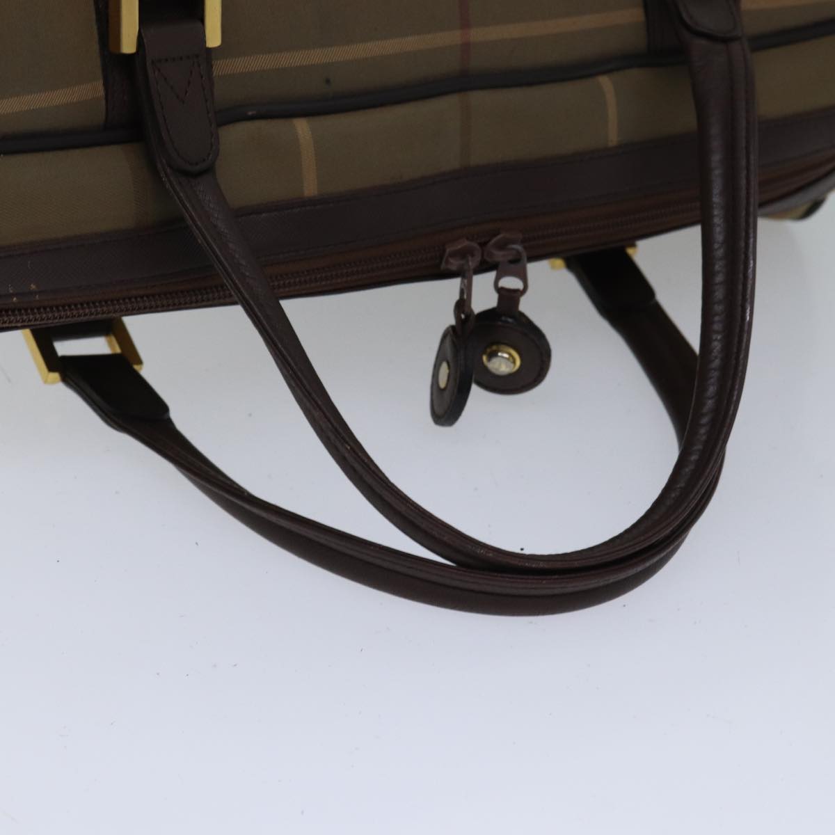 BURBERRYSs Nova Check Boston Bag Canvas Beige Auth hk1648