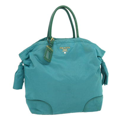 Prada Hand Bag Nylon Turquoise Blue  hk434