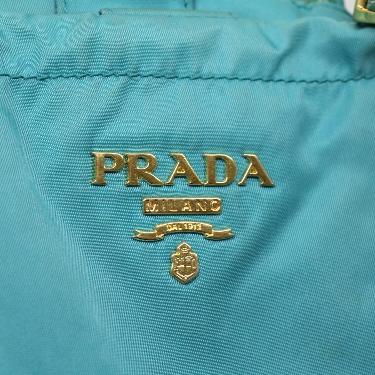 Prada Hand Bag Nylon Turquoise Blue  hk434