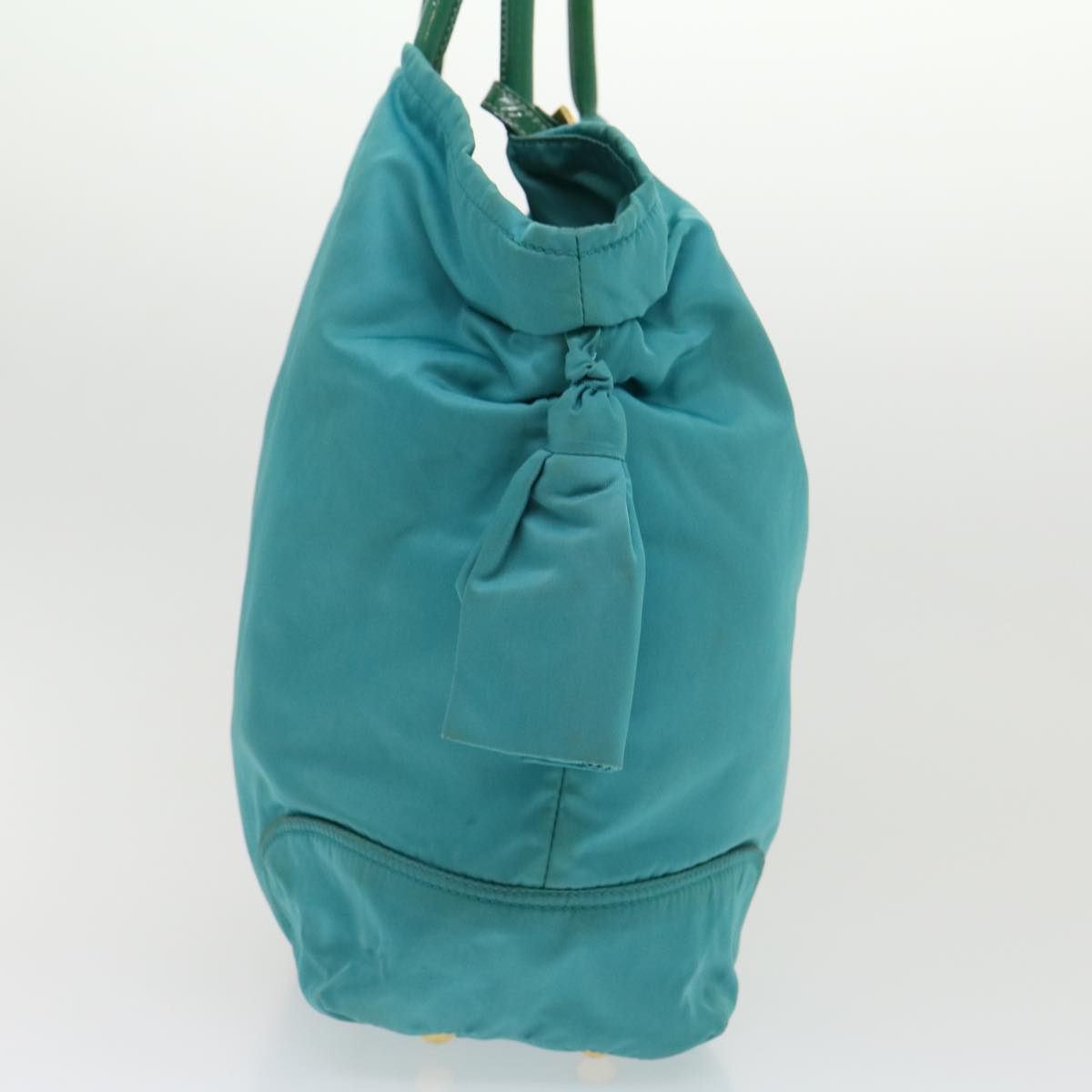 Prada Hand Bag Nylon Turquoise Blue  hk434