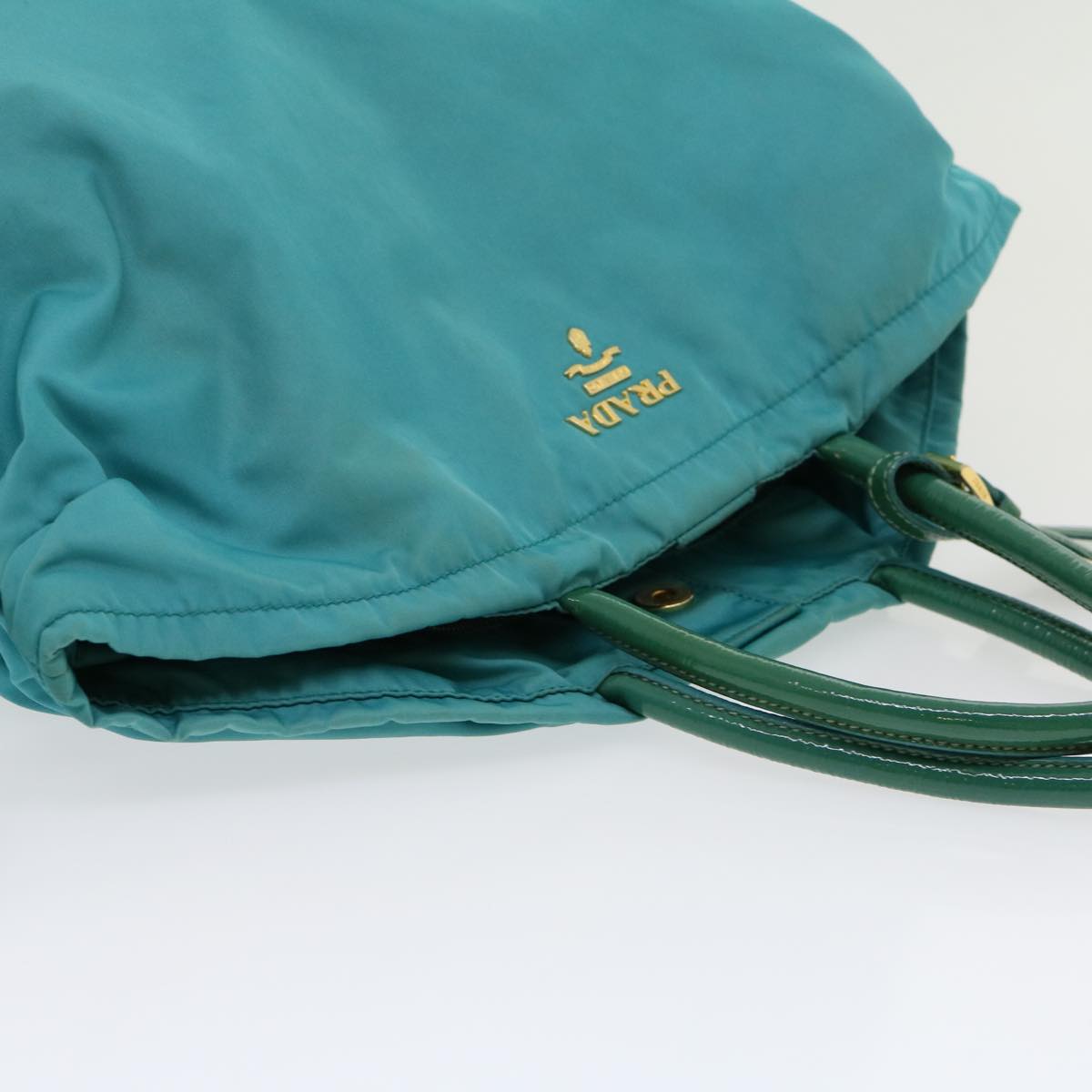 Prada Hand Bag Nylon Turquoise Blue  hk434