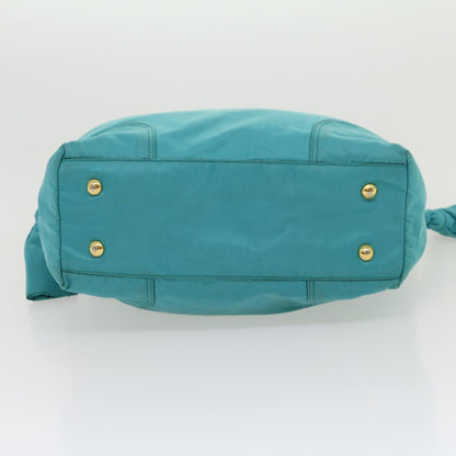 Prada Hand Bag Nylon Turquoise Blue  hk434