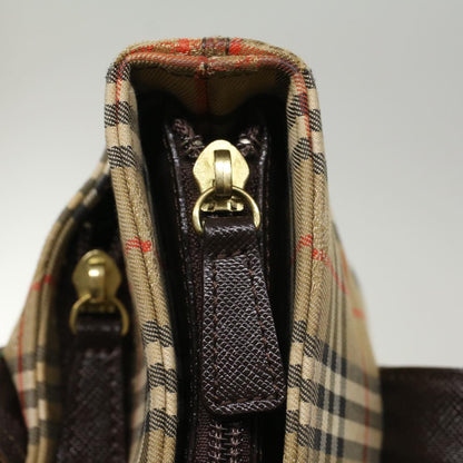 Burberry Nova Check Shoulder Bag Canvas Beige Brown Auth hk811
