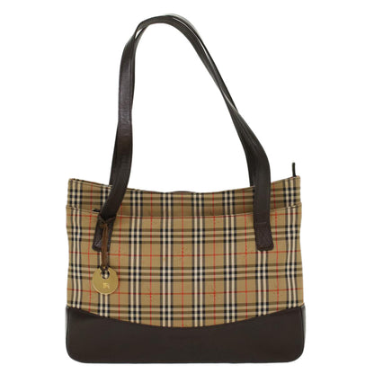 Burberry Nova Check Shoulder Bag Canvas Beige Brown Auth hk811
