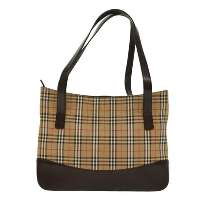 Burberry Nova Check Shoulder Bag Canvas Beige Brown Auth hk811