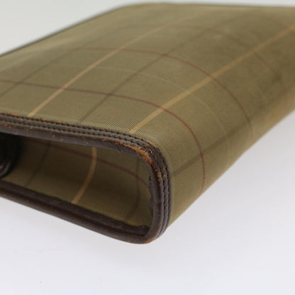 BurberrySs Nova Check Clutch Bag Canvas Leather Khaki Brown Auth hk820