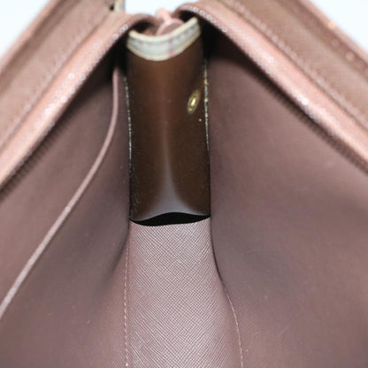 BurberrySs Nova Check Clutch Bag Canvas Leather Khaki Brown Auth hk820