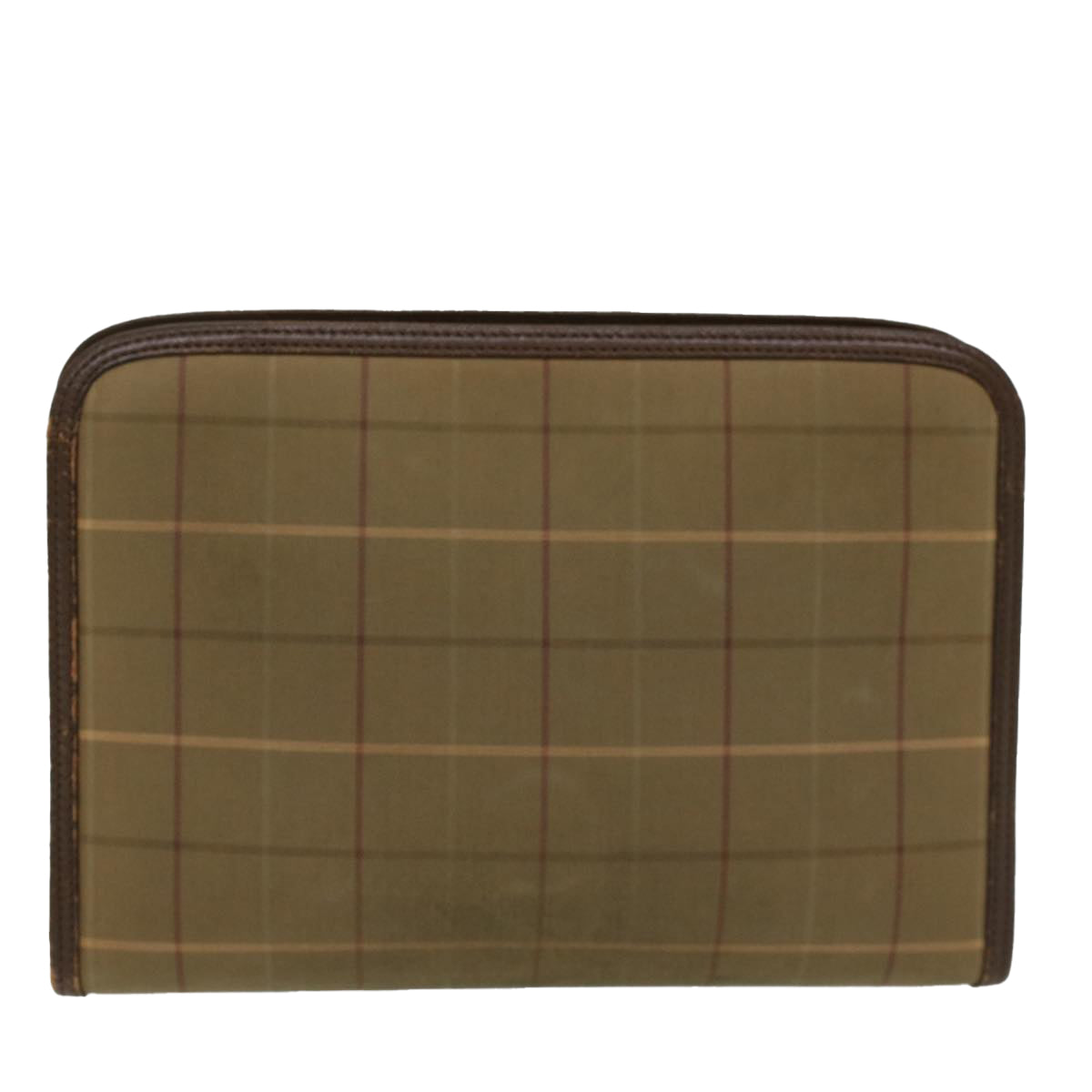 BurberrySs Nova Check Clutch Bag Canvas Leather Khaki Brown Auth hk820
