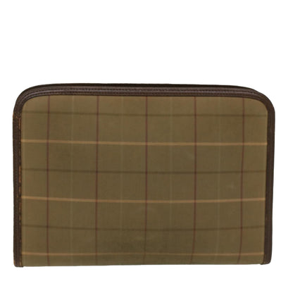 BurberrySs Nova Check Clutch Bag Canvas Leather Khaki Brown Auth hk820