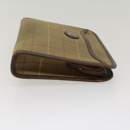 BurberrySs Nova Check Clutch Bag Canvas Leather Khaki Brown Auth hk820