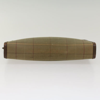 BurberrySs Nova Check Clutch Bag Canvas Leather Khaki Brown Auth hk820