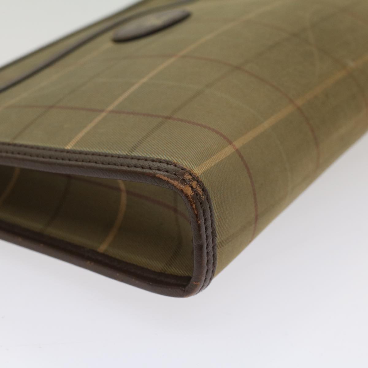 BurberrySs Nova Check Clutch Bag Canvas Leather Khaki Brown Auth hk820
