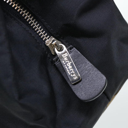 BurberrySs Nova Check Blue Label Hand Bag Nylon Black Beige Auth hk826
