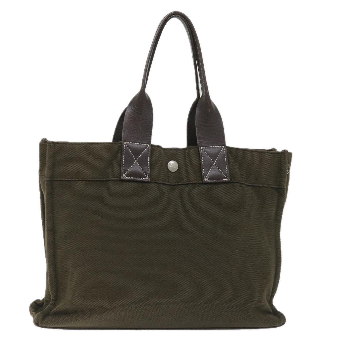 Burberry Blue Label Tote Bag Canvas Khaki Auth hk895