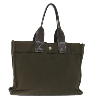 Burberry Blue Label Tote Bag Canvas Khaki Auth hk895