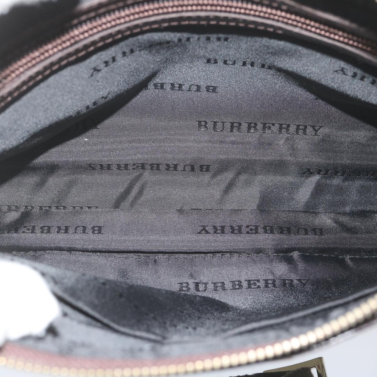 Burberry Nova Check Shoulder Bag Nylon Beige Auth hk954