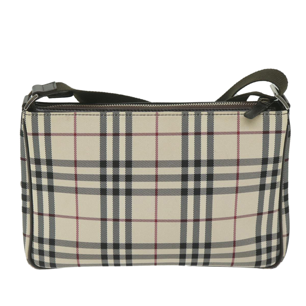 BURBERRY Nova Check Shoulder Bag Nylon Beige Auth Hk954