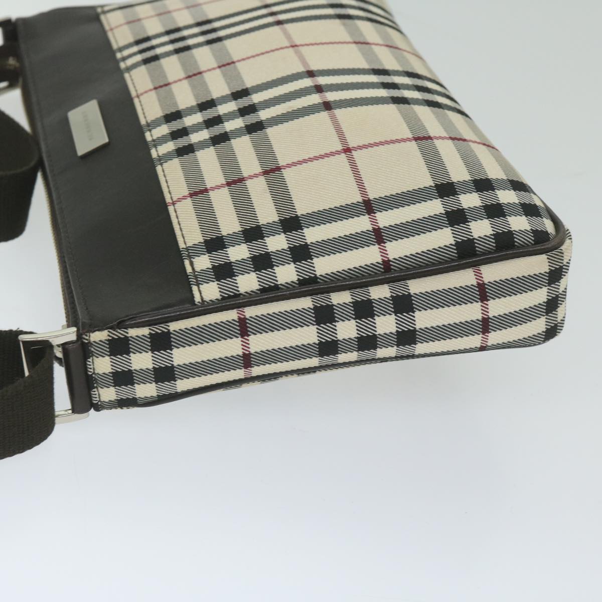 Burberry Nova Check Shoulder Bag Nylon Beige Auth hk954