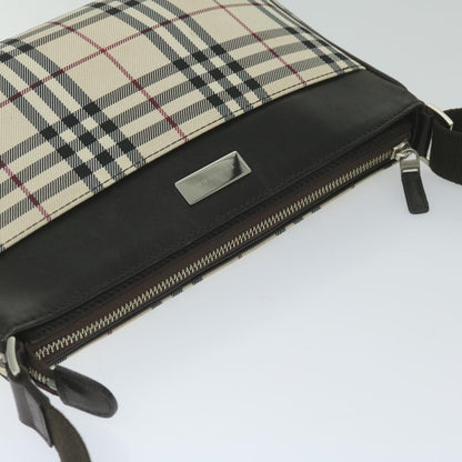 Burberry Nova Check Shoulder Bag Nylon Beige Auth hk954