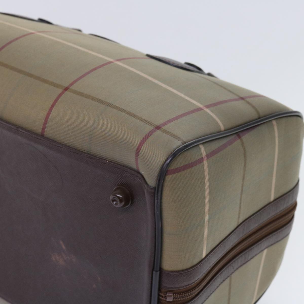 BurberrySs Nova Check Boston Bag Nylon Canvas Brown Auth hk981