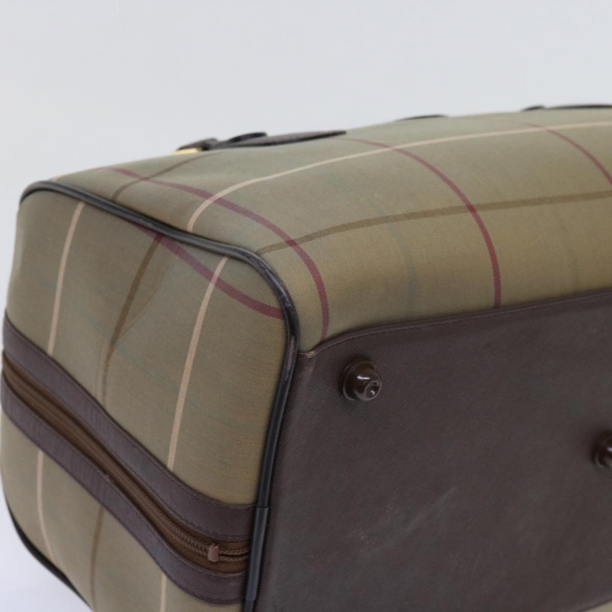 BurberrySs Nova Check Boston Bag Nylon Canvas Brown Auth hk981