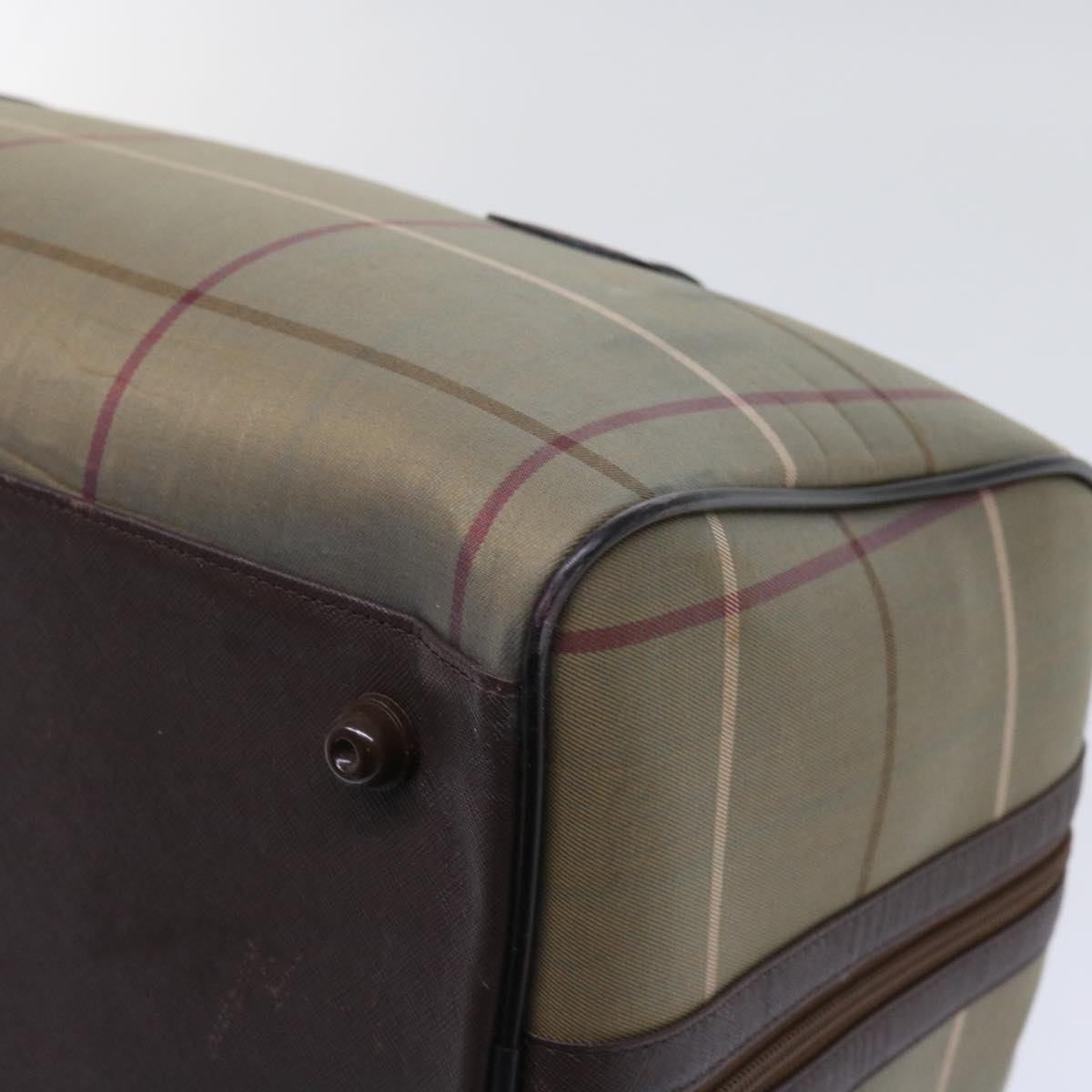 BurberrySs Nova Check Boston Bag Nylon Canvas Brown Auth hk981