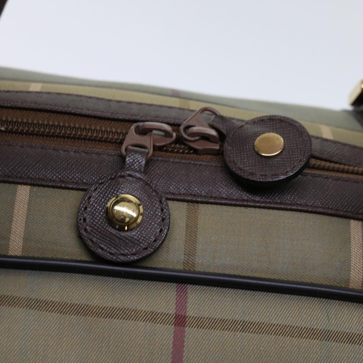 BurberrySs Nova Check Boston Bag Nylon Canvas Brown Auth hk981