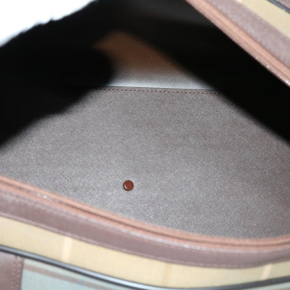 BurberrySs Nova Check Boston Bag Nylon Canvas Brown Auth hk981