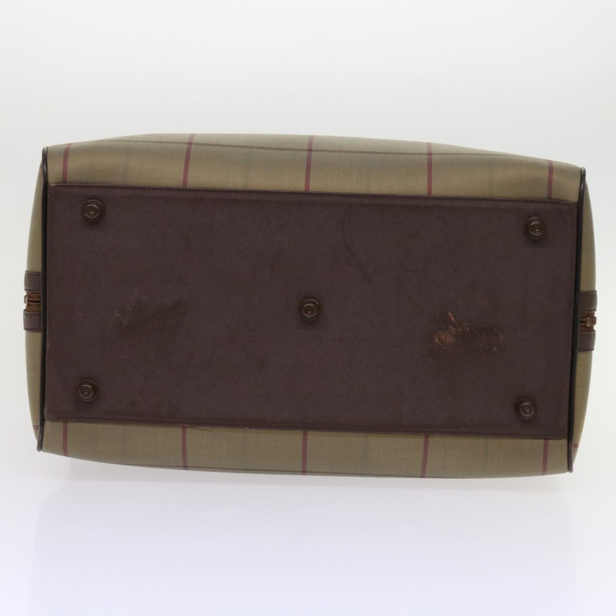 BurberrySs Nova Check Boston Bag Nylon Canvas Brown Auth hk981