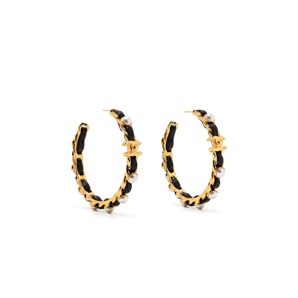 Gold-Glated Pearl Hoop Earrings
